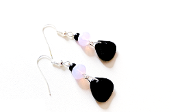 Boucles d'oreilles mauve et noir
