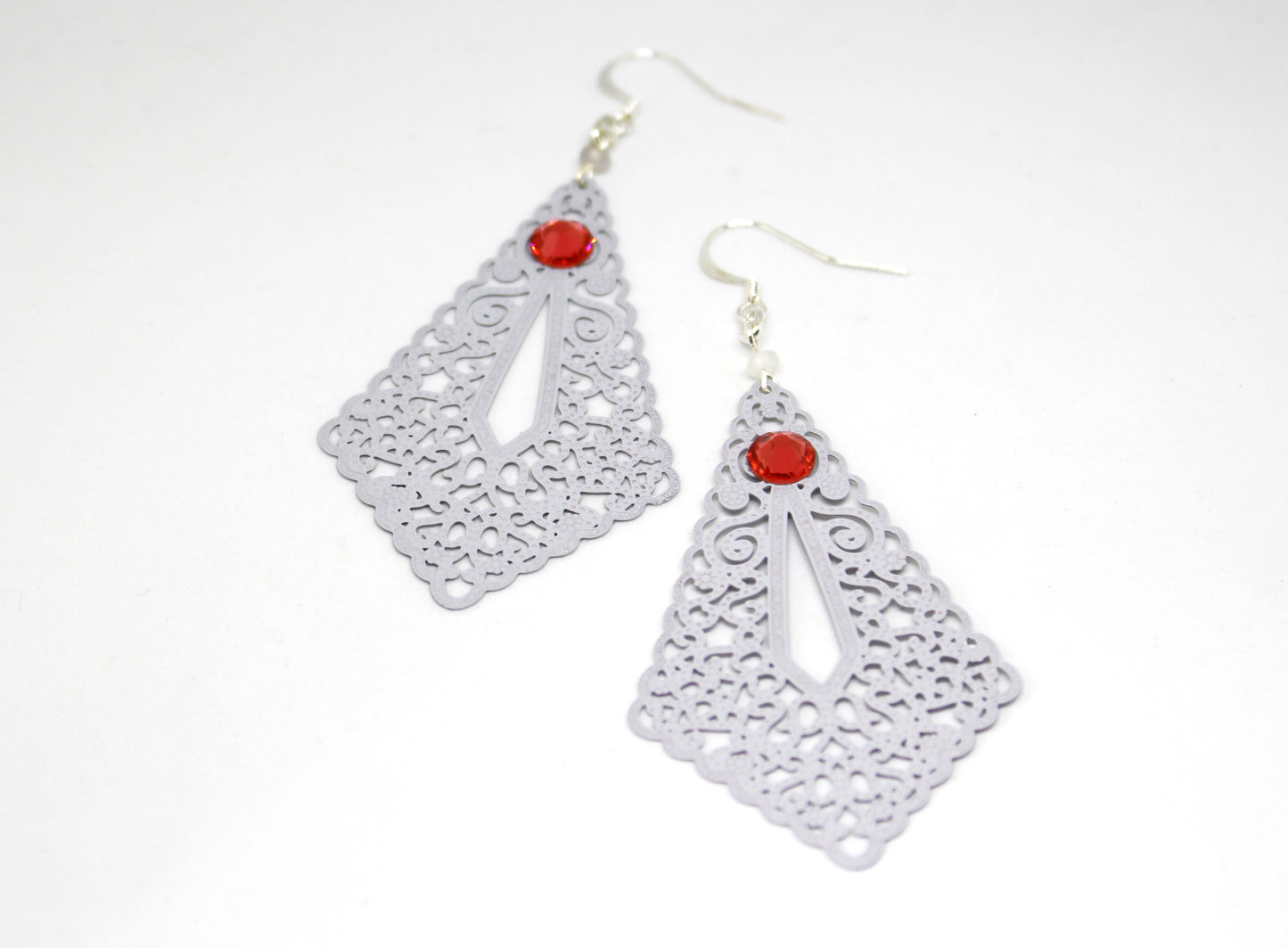 Boucles d'oreilles gouttes plates dentelle