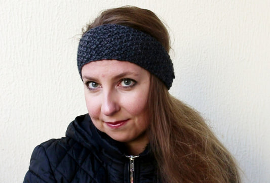 Bandeau de cheveux gris anthracite pour une adolescente