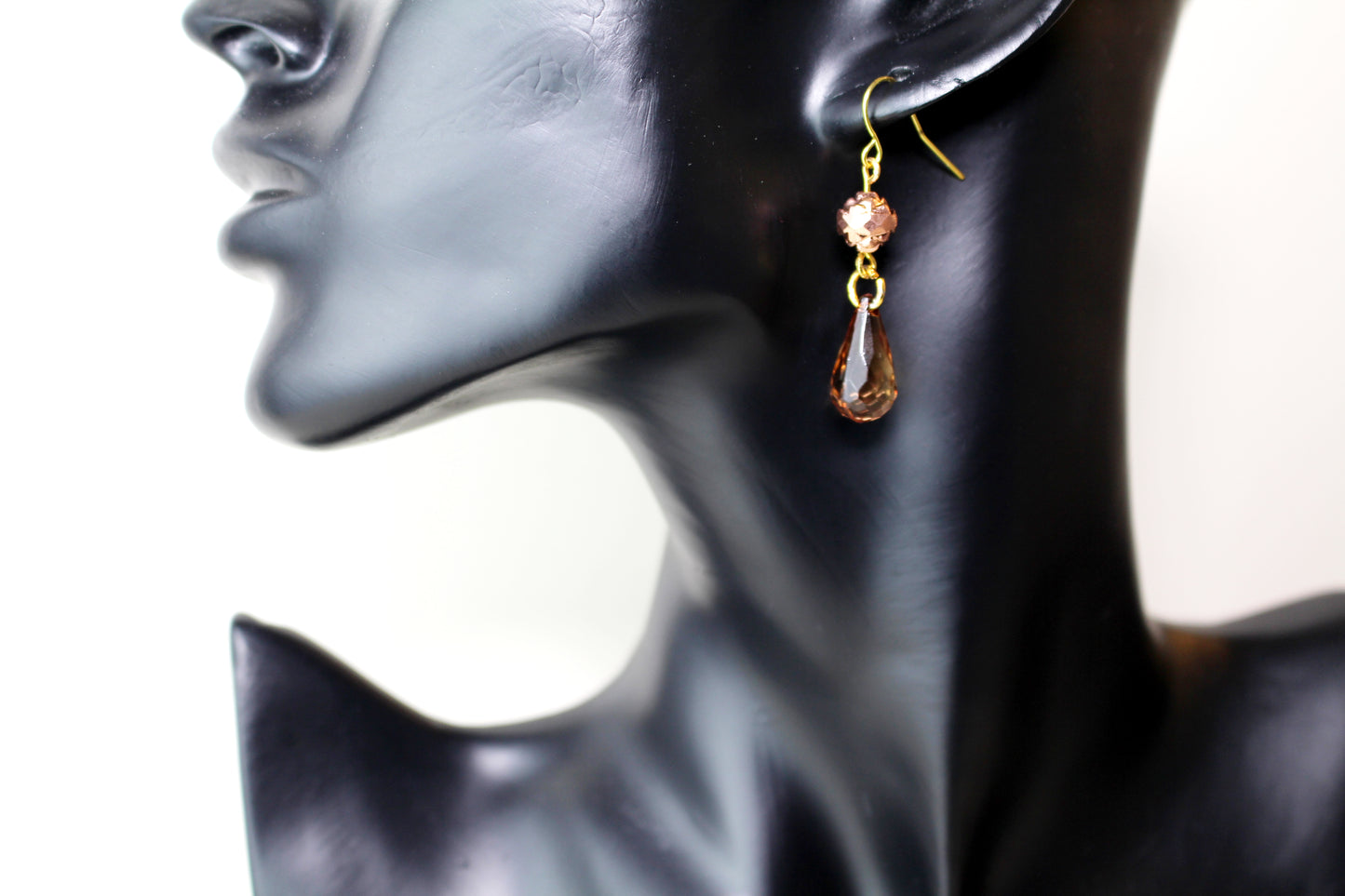 Boucles d'oreilles gouttes smoked mocha