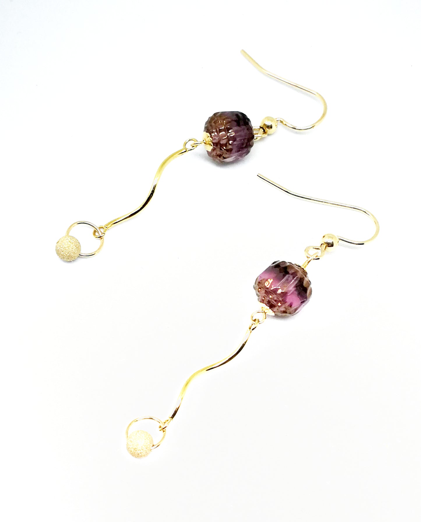 Boucles d'oreilles gold filled 14 K Couronne Picasso améthyste