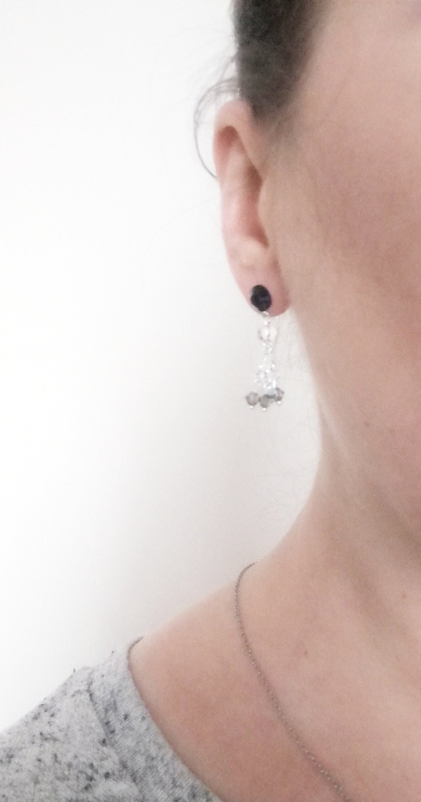 Boucles d'oreilles en argent 925 Chandelle Swarovski bleus