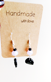 Boucles d'oreilles mauve et noir
