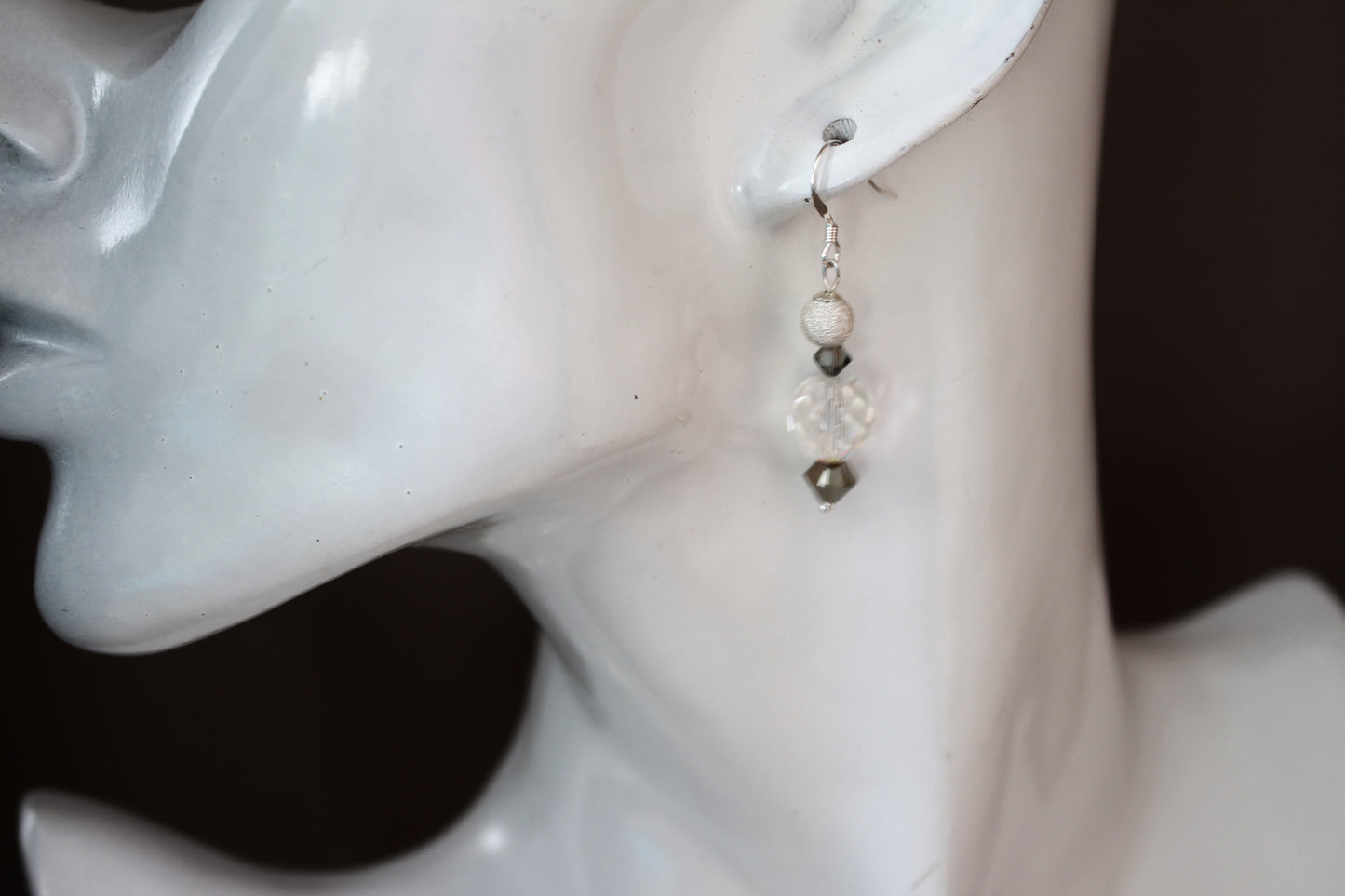 Boucles d'oreilles stardust argent 925 & perles transparentes