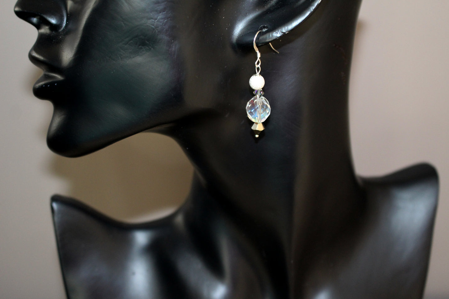 Boucles d'oreilles stardust argent 925 & perles transparentes