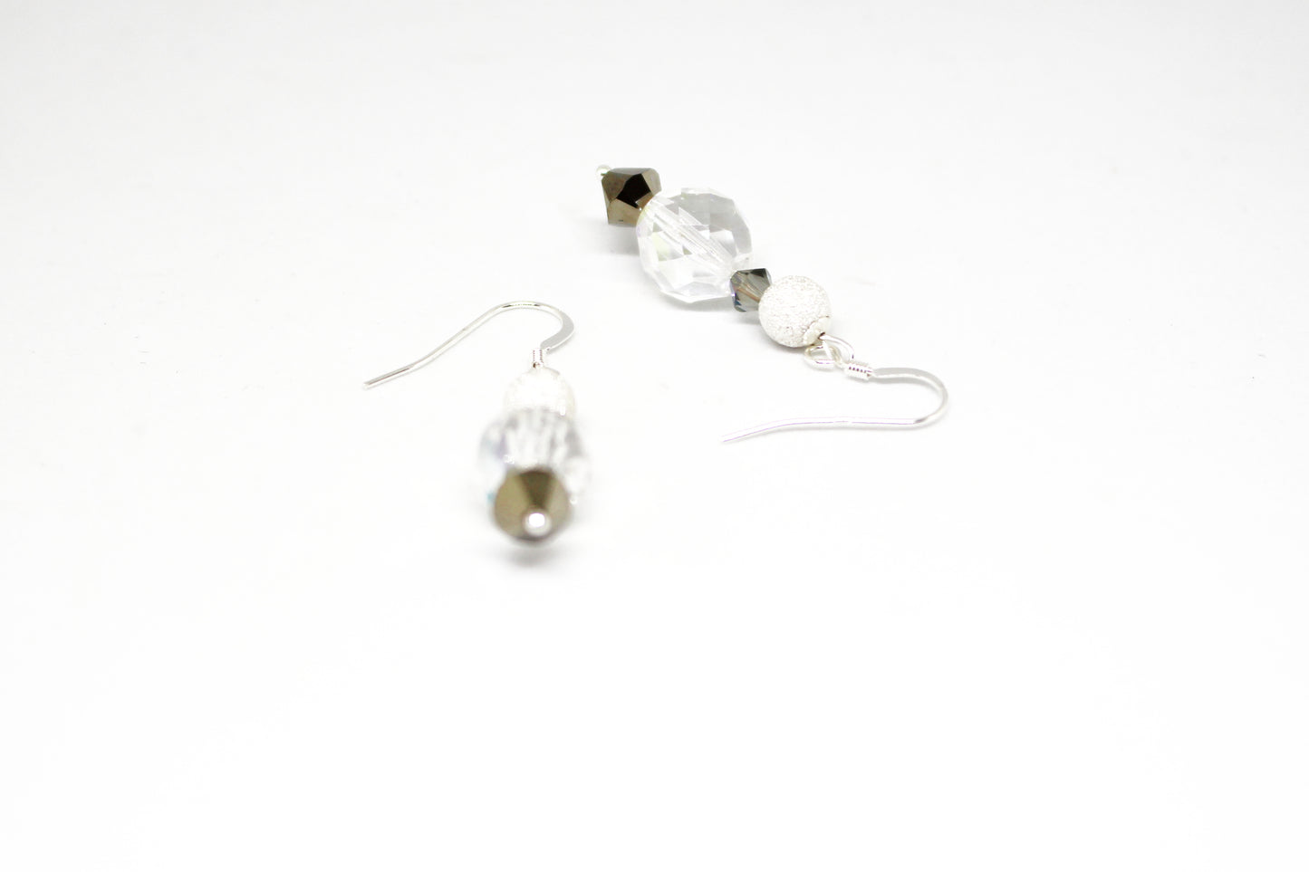 Boucles d'oreilles stardust argent 925 & perles transparentes