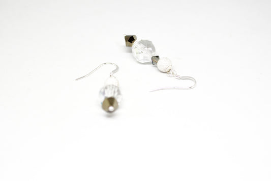 Boucles d'oreilles stardust argent 925 & perles transparentes