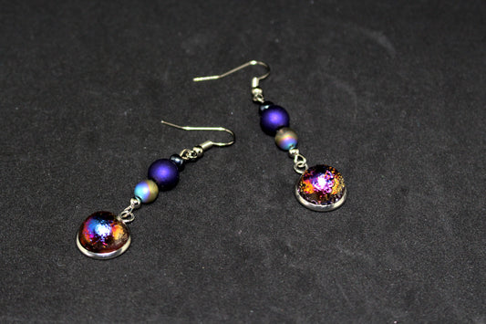 Boucles d'oreilles bleu nuit en verre