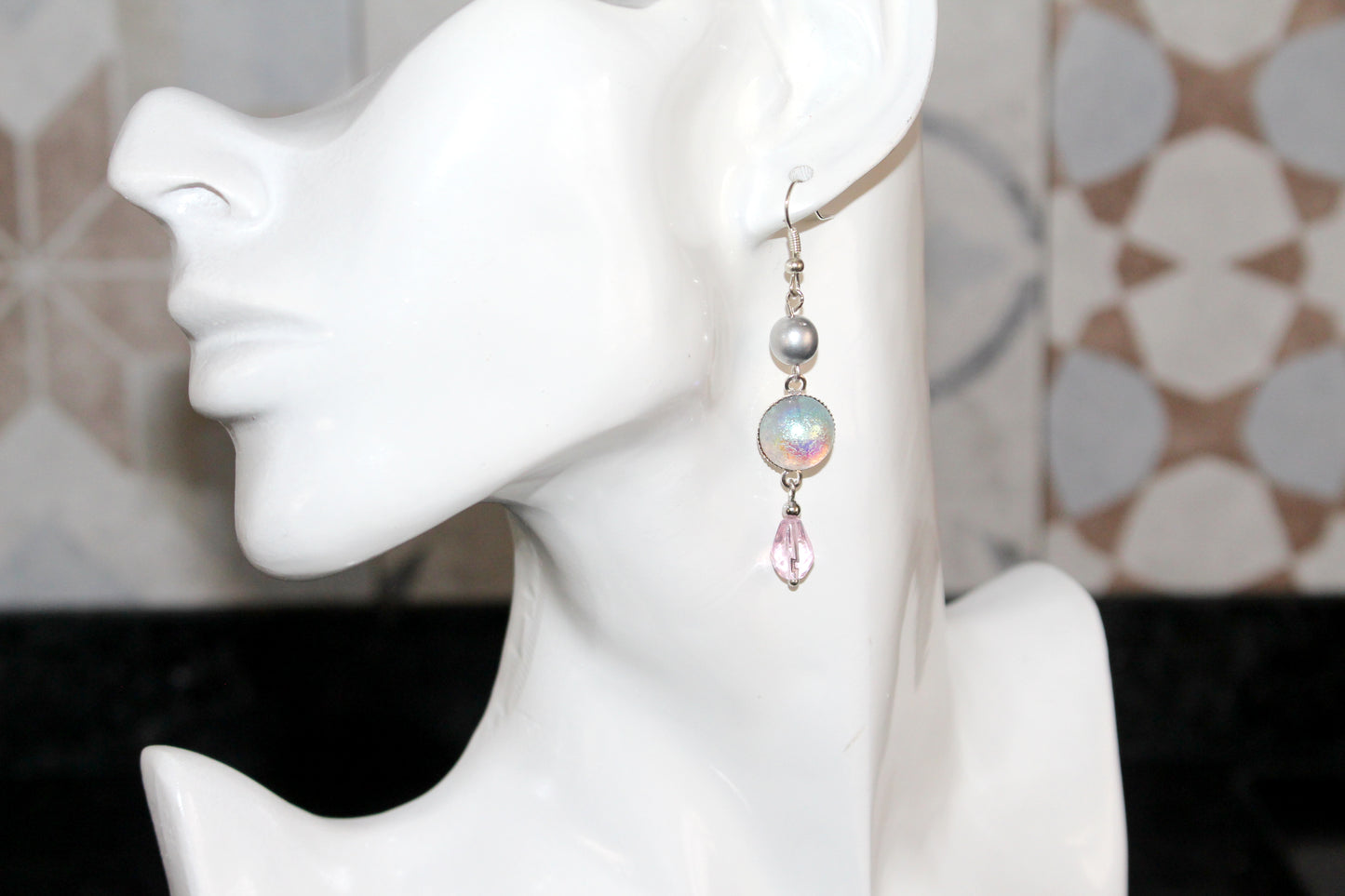 Boucles d'oreilles larme rose