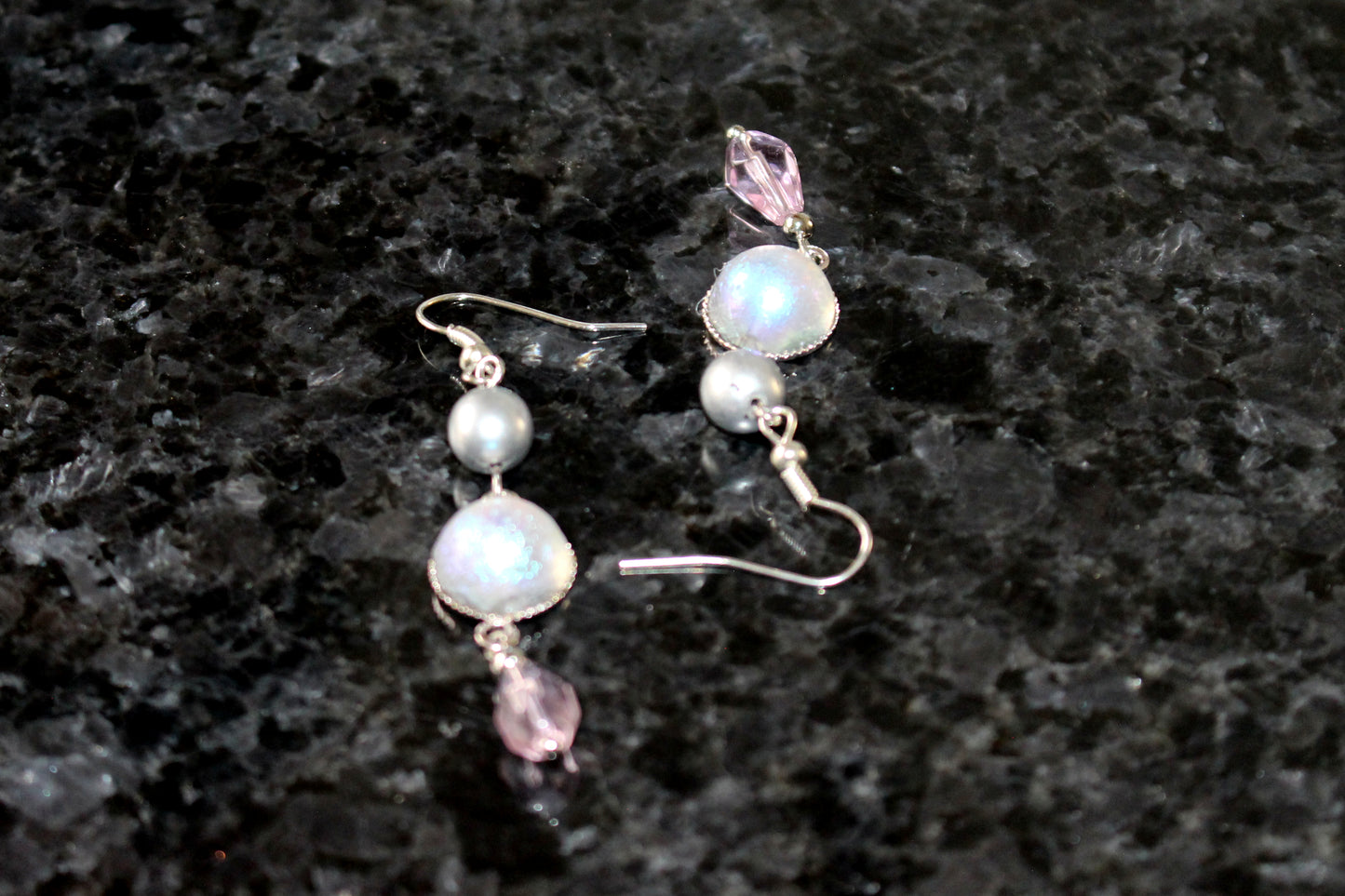 Boucles d'oreilles larme rose