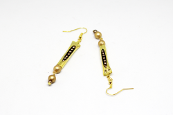 Boucles d'oreilles petits pois marron et doré