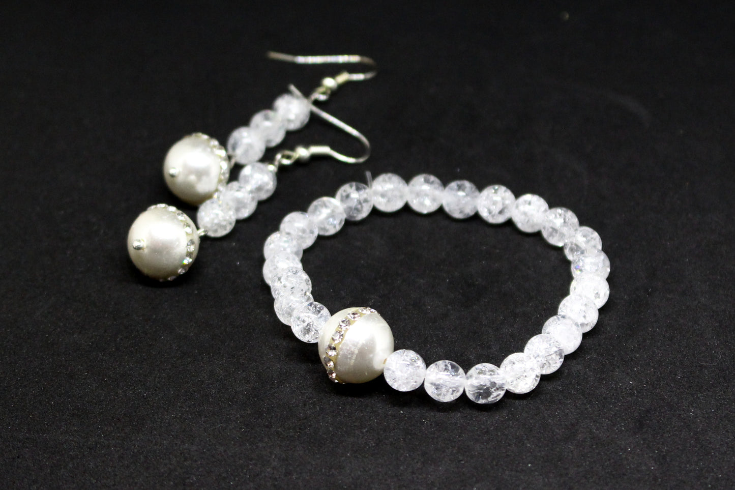 Parure en cristal boucles d'oreilles et bracelet OCCASION
