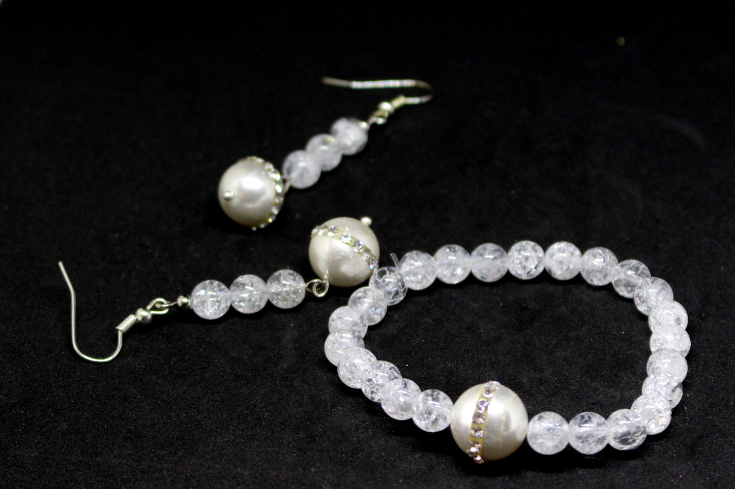 Parure en cristal boucles d'oreilles et bracelet OCCASION