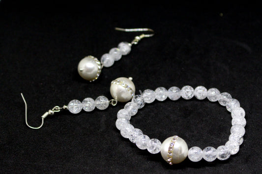 Parure en cristal boucles d'oreilles et bracelet OCCASION