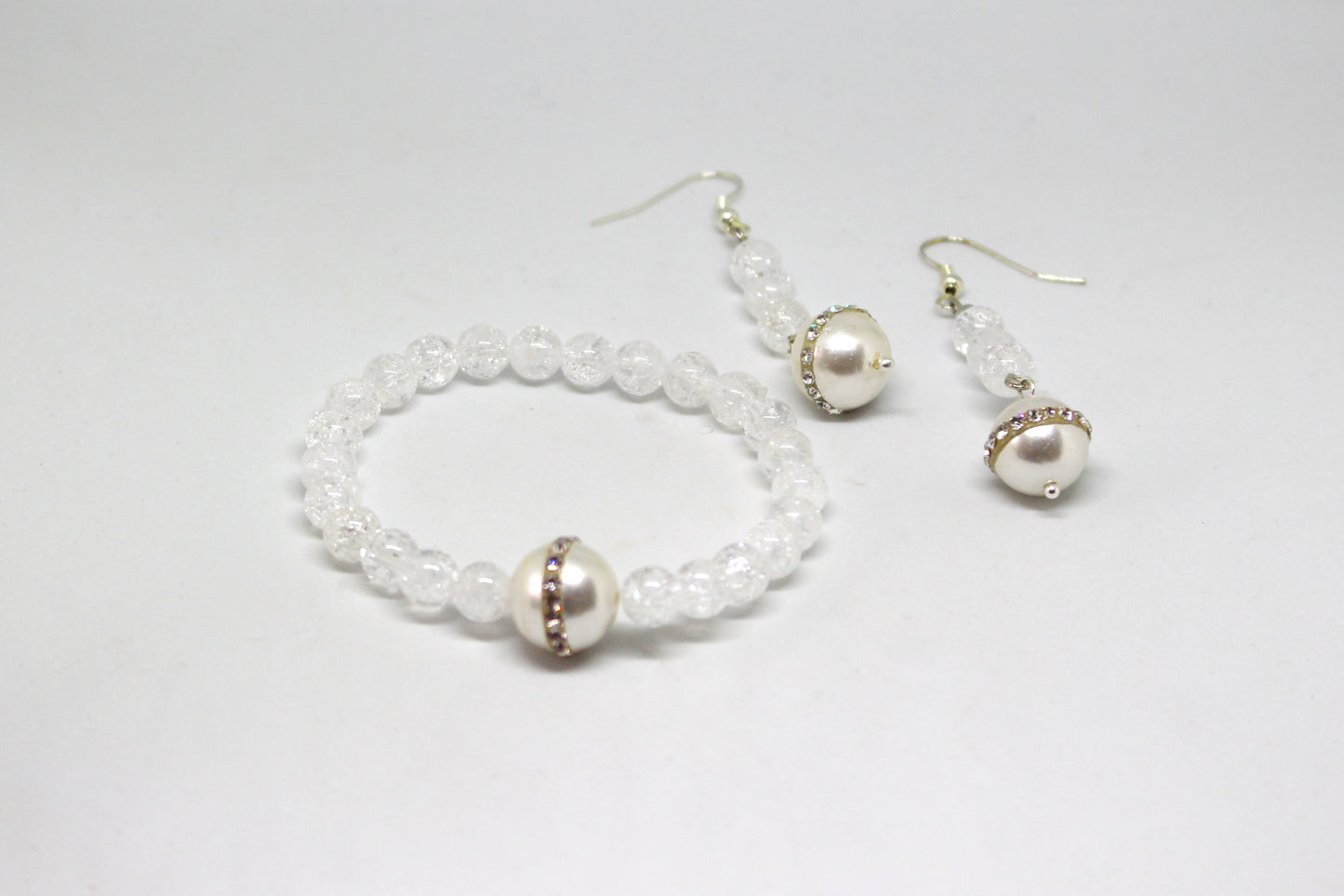 Parure en cristal boucles d'oreilles et bracelet OCCASION