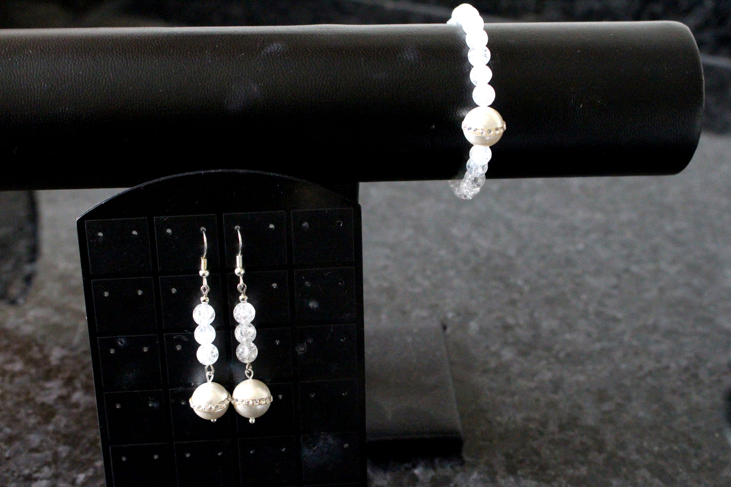 Parure en cristal boucles d'oreilles et bracelet OCCASION
