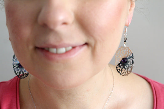 Boucles d'oreilles violet ajourées
