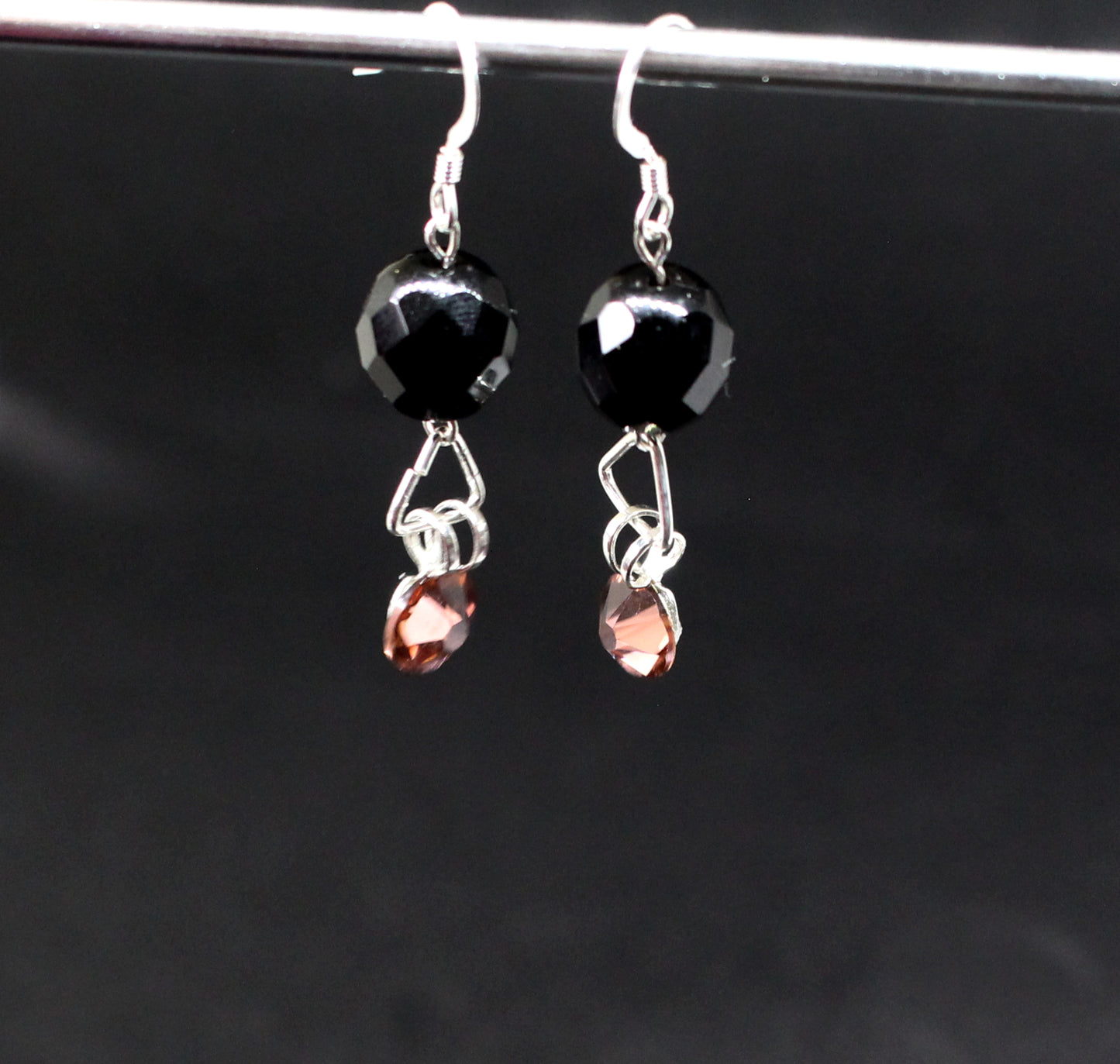 Boucles d'oreilles en argent padapa noir