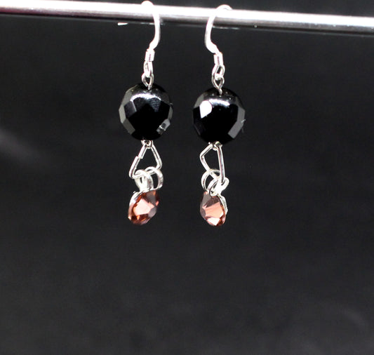 Boucles d'oreilles en argent padapa noir