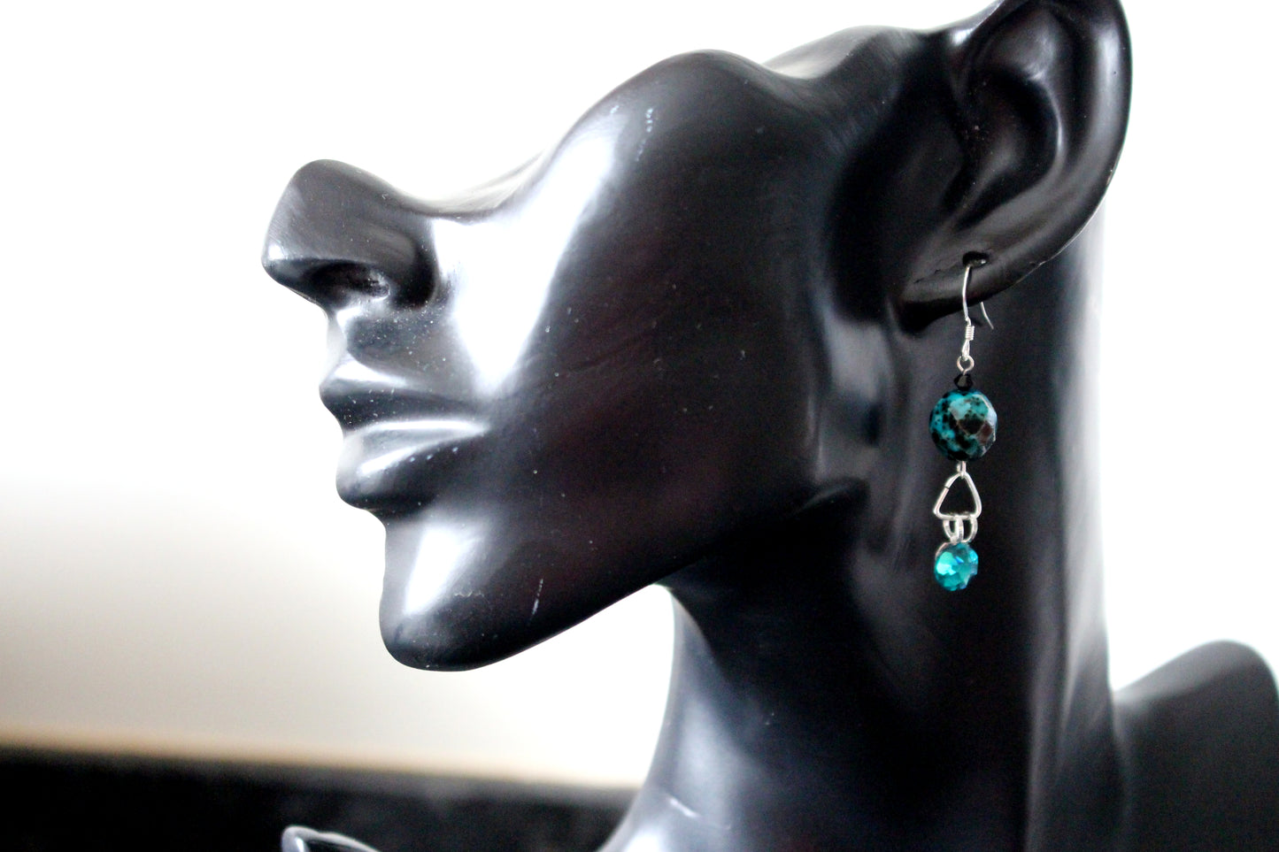 Boucles d'oreilles argent stone bleu