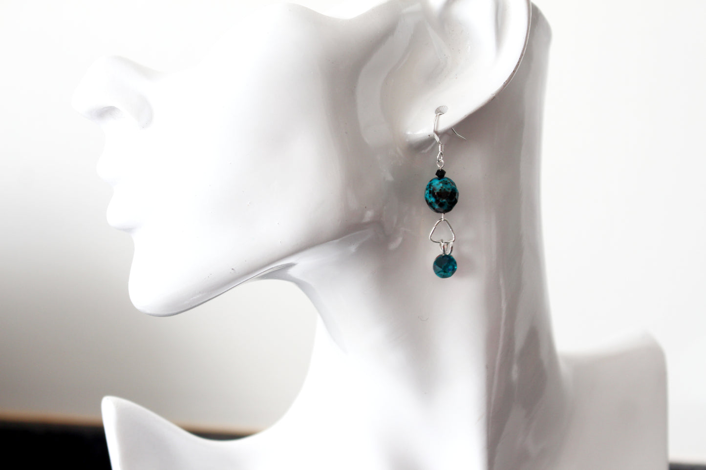 Boucles d'oreilles argent stone bleu