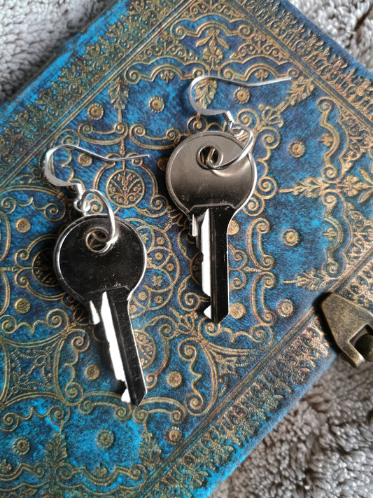 Boucles d'oreilles clés argentées