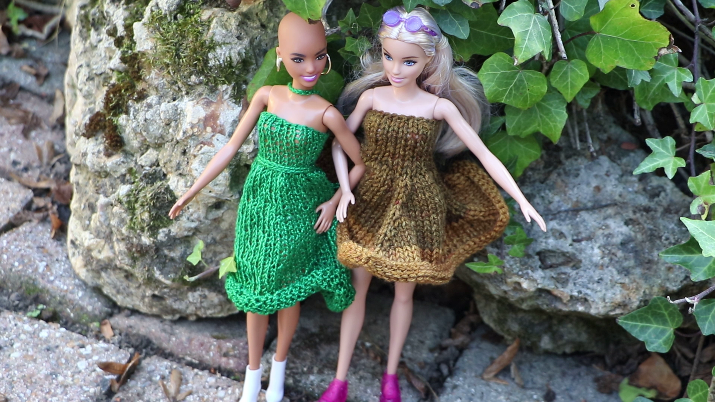 Robes verte et marron pour Barbie