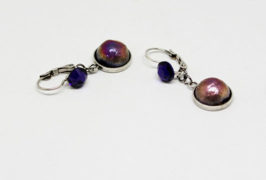 Boucles d'oreilles dormeuses violet