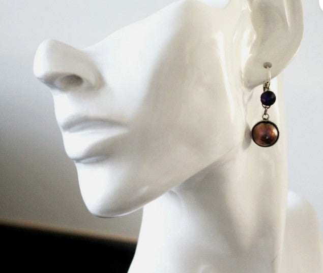 Boucles d'oreilles dormeuses violet
