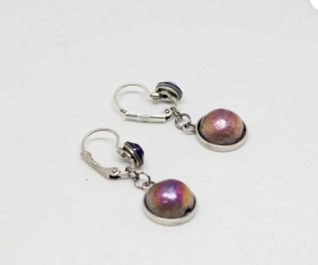 Boucles d'oreilles dormeuses violet