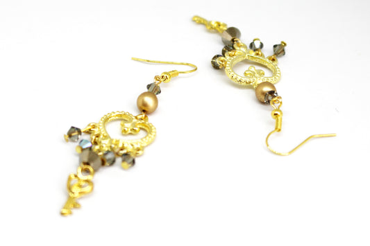 Boucles d'oreilles chandeliers cœurs baroques