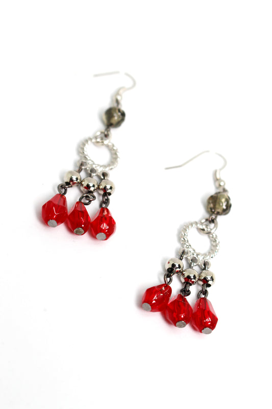 Boucles d'oreilles gouttes rouges pendantes