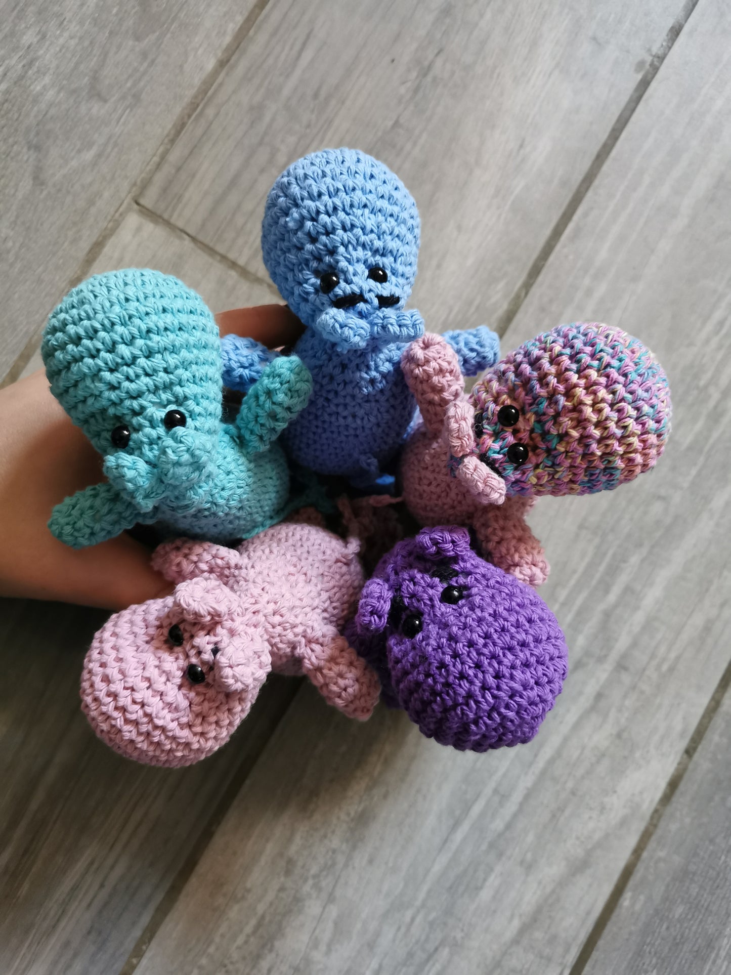 Moomin trolls amigurumi de différentes couleurs