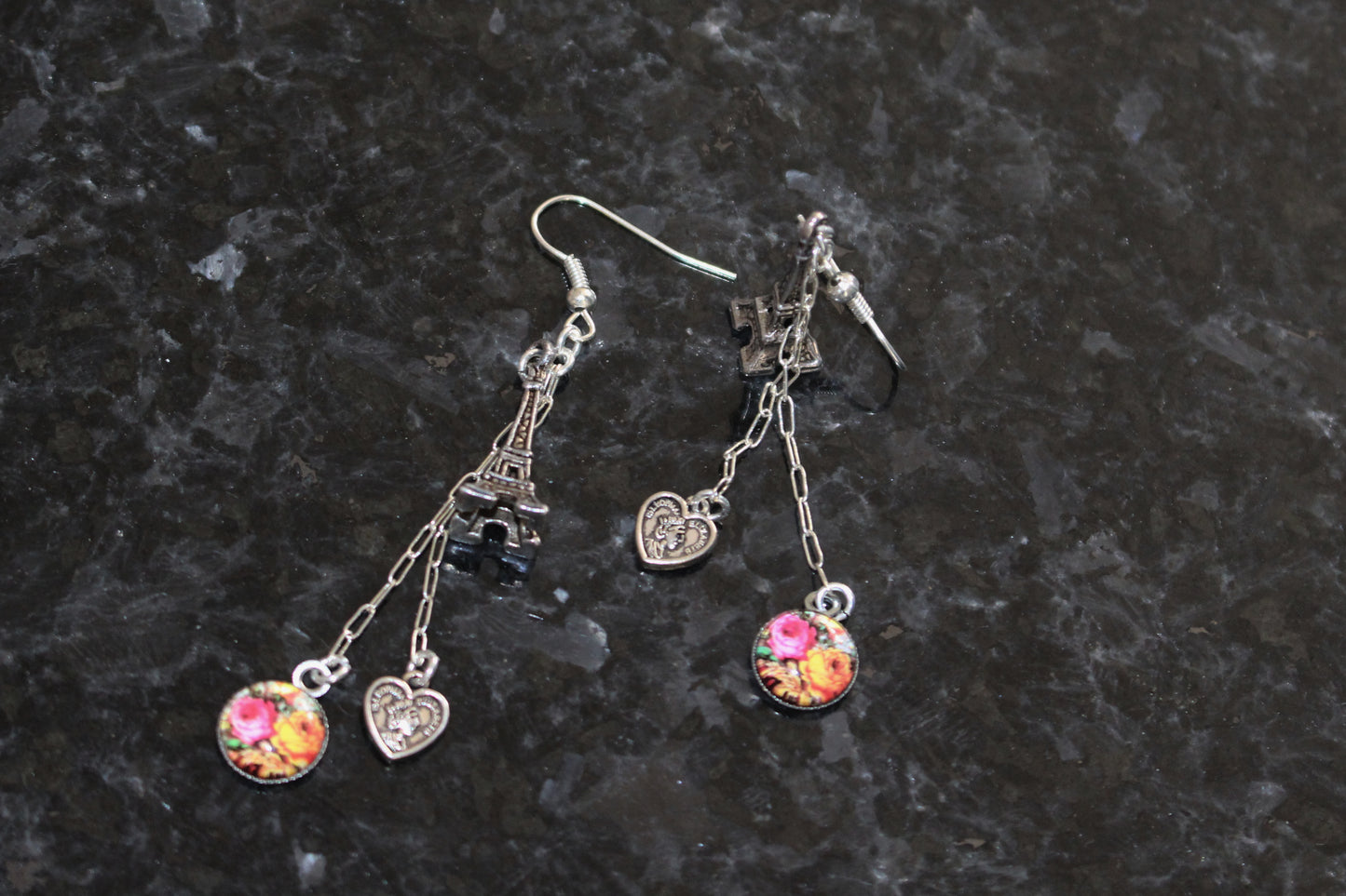 Boucles d'oreilles Paris fleuri