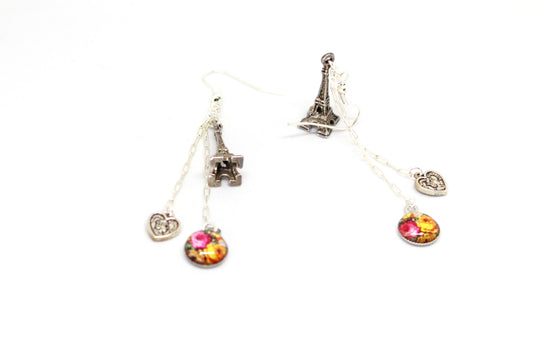 Boucles d'oreilles Paris fleuri