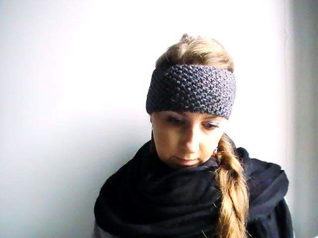 Bandeau gris anthracite et rouge /headband gray