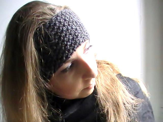 Bandeau gris anthracite et rouge /headband gray