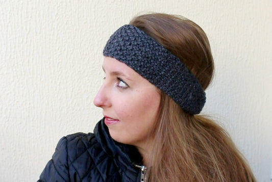 Bandeau de cheveux gris anthracite pour une adolescente