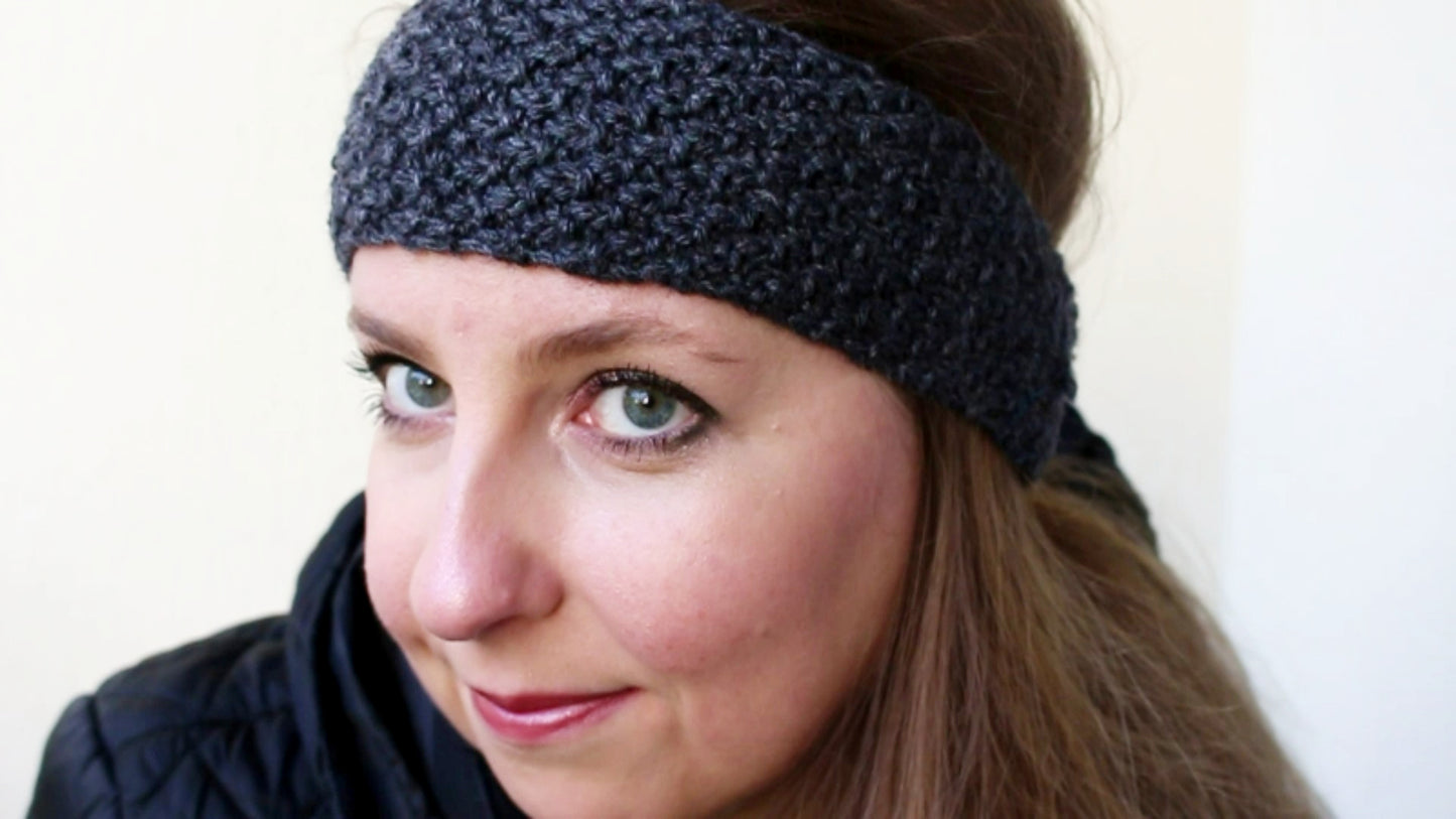 Bandeau de cheveux gris anthracite pour une adolescente
