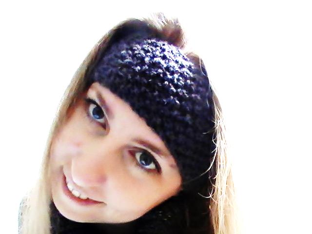 Bandeau de cheveux gris anthracite pour une adolescente