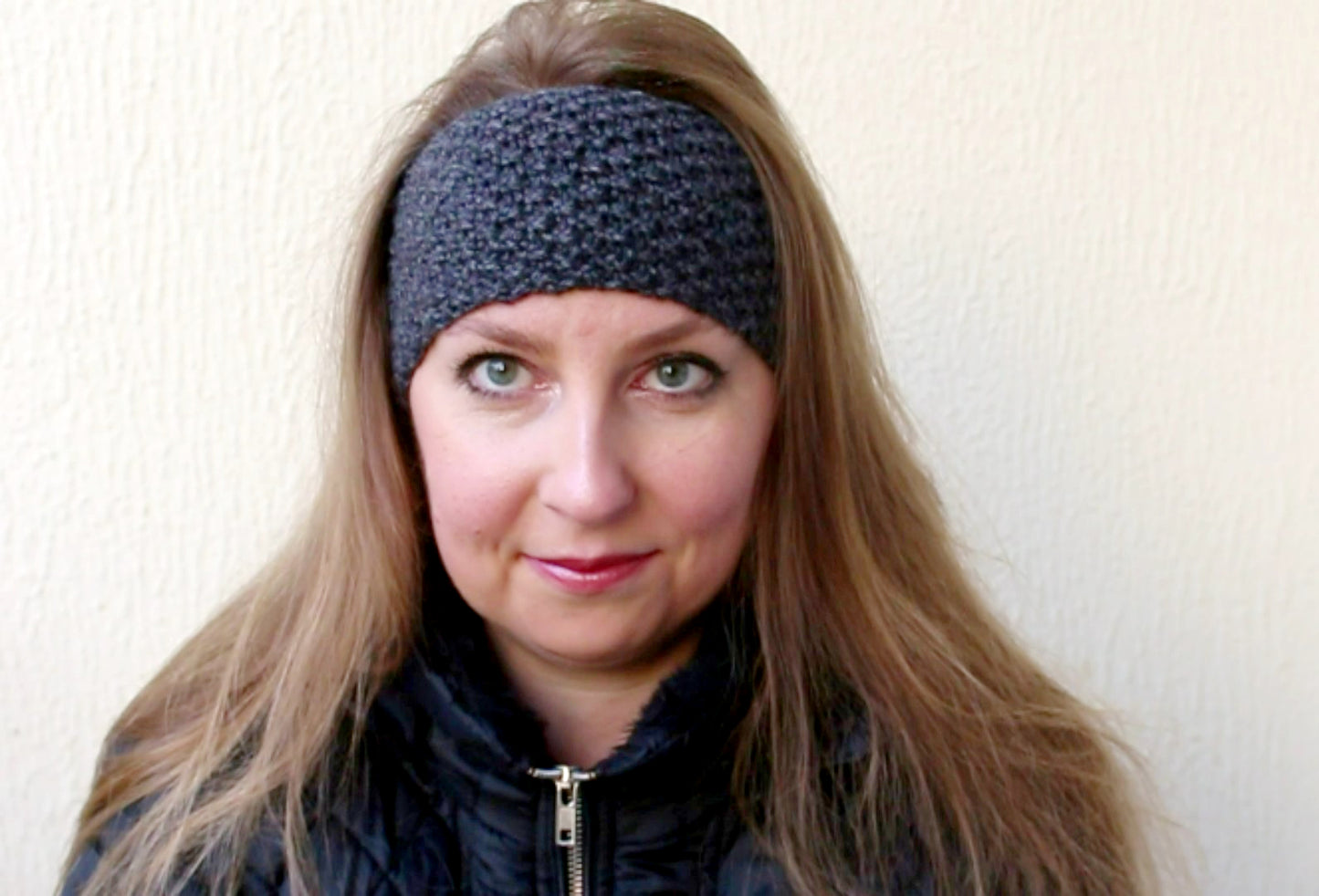 Bandeau gris anthracite et rouge /headband gray