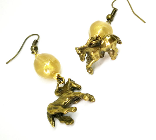Boucles d'oreilles cheval en bronze