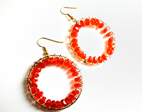 Créoles rouges et dorées, boucles d'oreilles originales
