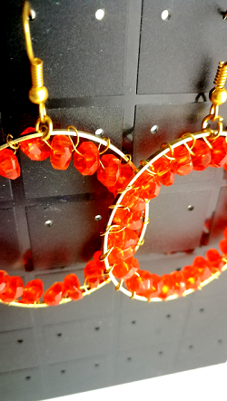 Créoles rouges et dorées, boucles d'oreilles originales