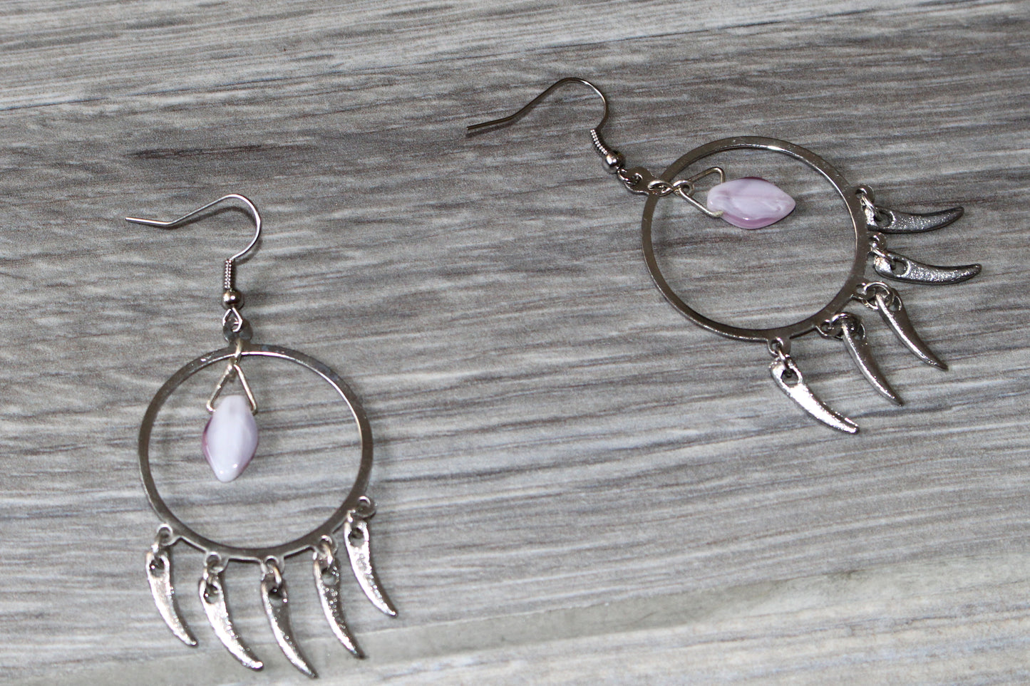 Boucles d'oreilles créoles argentées rêves avec des feuilles