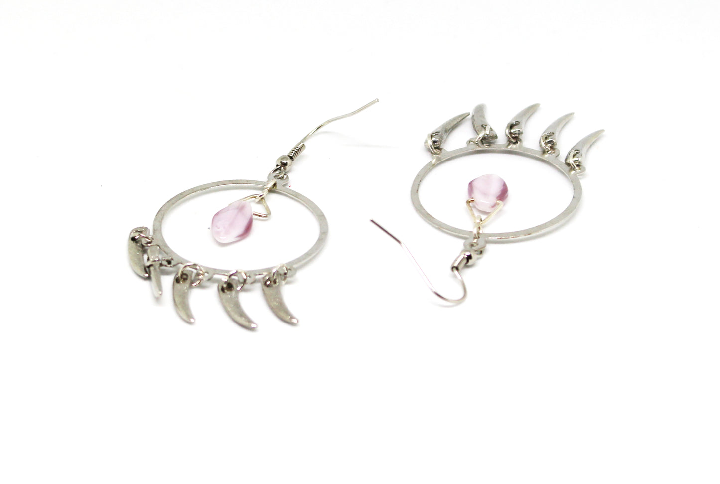 Boucles d'oreilles créoles argentées rêves avec des feuilles