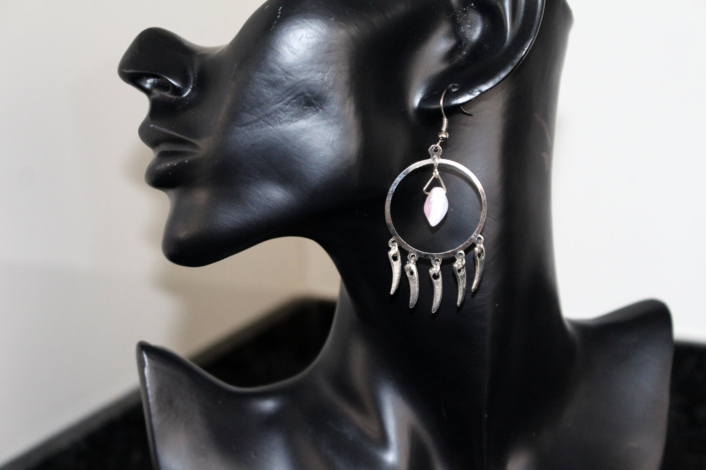 Boucles d'oreilles créoles argentées rêves avec des feuilles