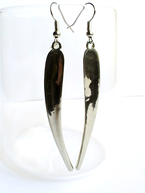 Boucles d'oreilles feuilles argentées lisses