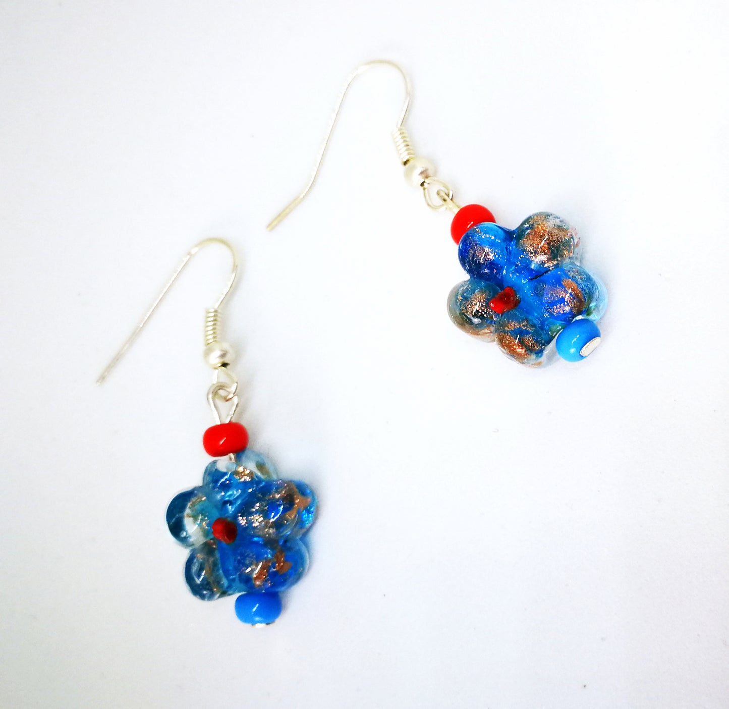 Boucles d'oreilles fleurs en verre