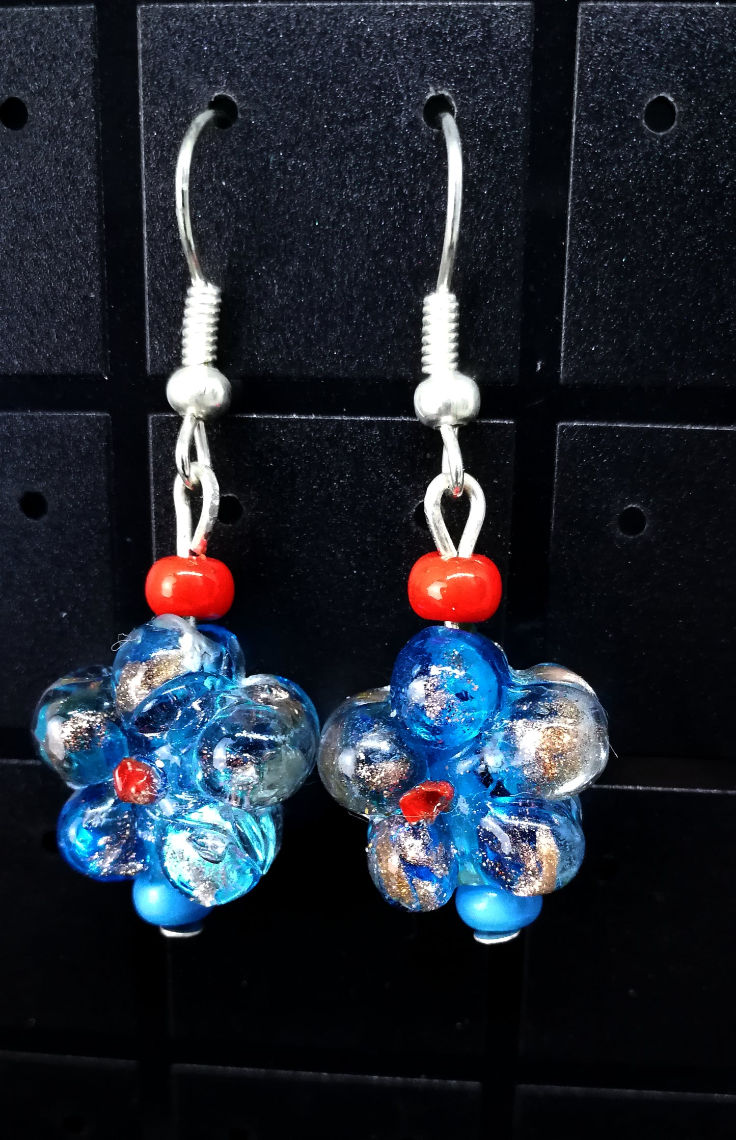 Boucles d'oreilles fleurs en verre